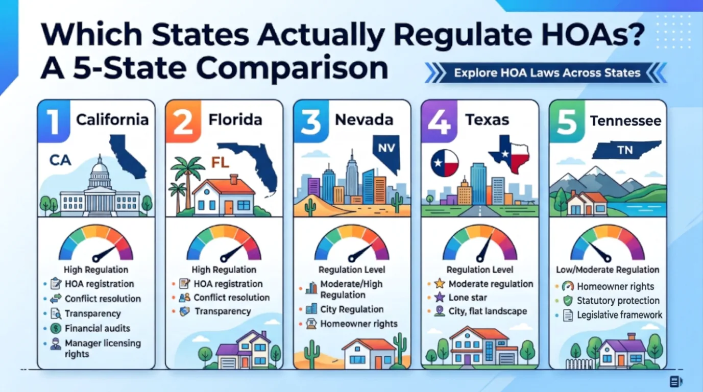 Which States Actually Regulate HOAs? A 5-State Comparison