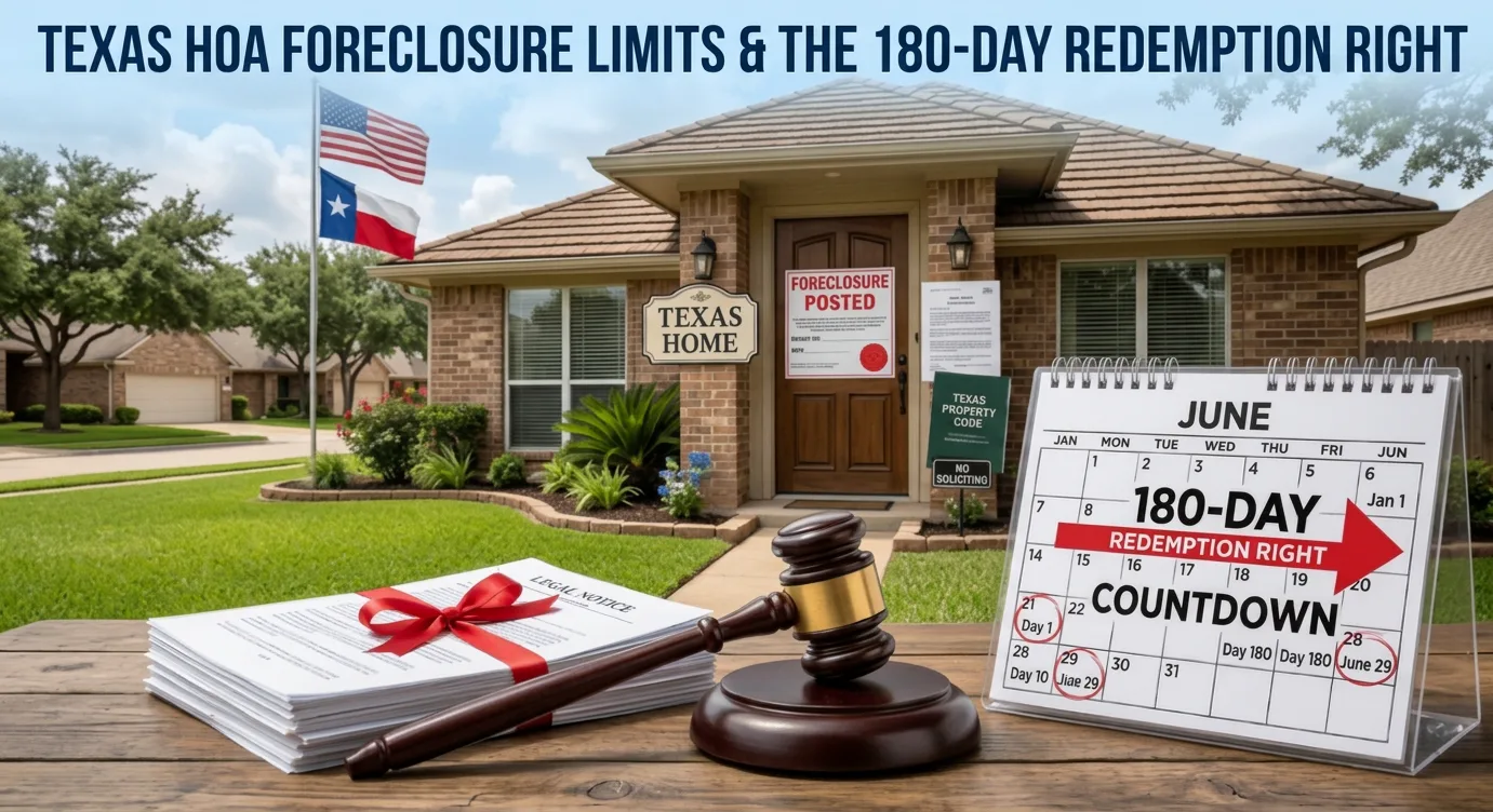 Texas HOA Foreclosure Limits & the 180-Day Redemption Right